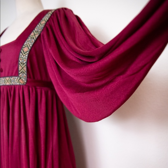 Vintage 70’s Wine Color Bohemian Dress - Picture 9 of 15